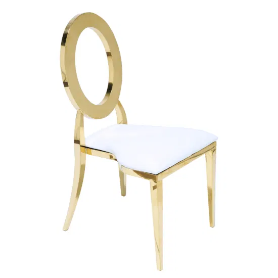 Chaise de Banquet en or, en acier inoxydable, en cuir blanc, pour location de mariage, chaise de salle à manger de Restaurant, offre spéciale, bon marché